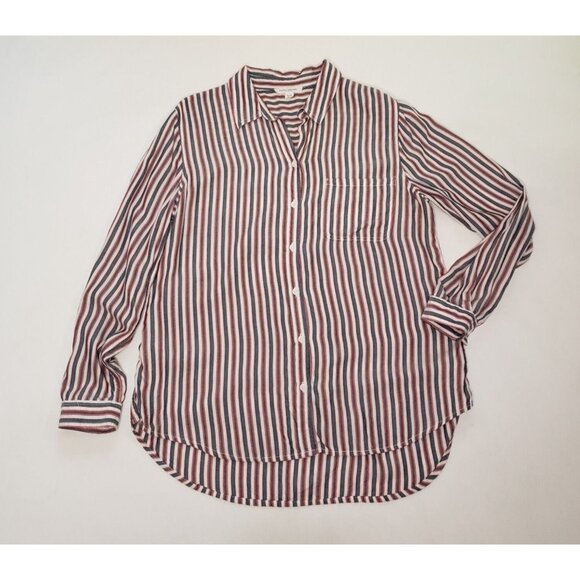 Beach Lunch Lounge Top Womens Large Red Grey White Striped Beachcore Cottagecore - Picture 12 of 15